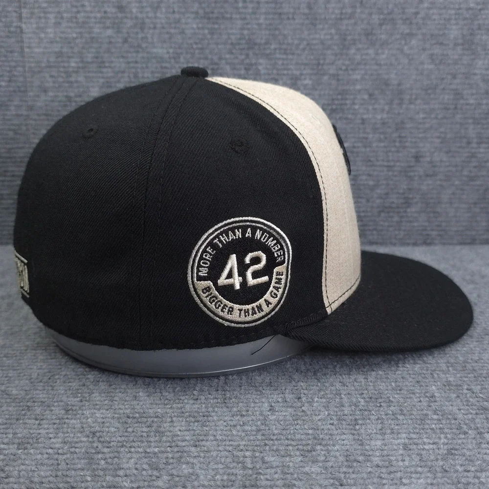 Baseballism Hat‎ Cap Fitted Mens 7 1/8 Black Tan MLB Baseball Jackie Robinson 42